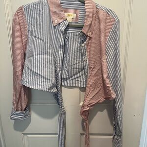 Maeve by Anthropologie Red and Blue Striped Shirt